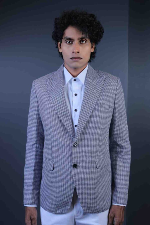 Safari Grid Linen Check Blazer